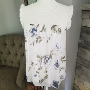 Romantic Floral & Lace Silk Top